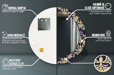 Miroir rond avec décoration Motif floral