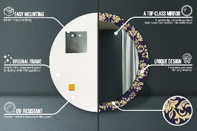 Miroir rond avec décoration Motif floral