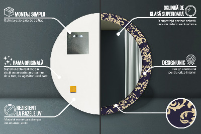 Miroir rond avec décoration Motif floral