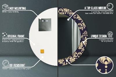 Miroir rond avec décoration Motif floral