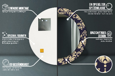 Miroir rond avec décoration Motif floral