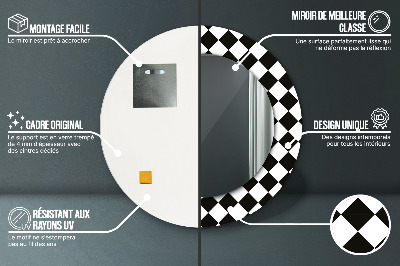 Miroir rond imprimé Bureau d'échecs