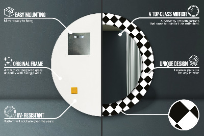 Miroir rond imprimé Bureau d'échecs