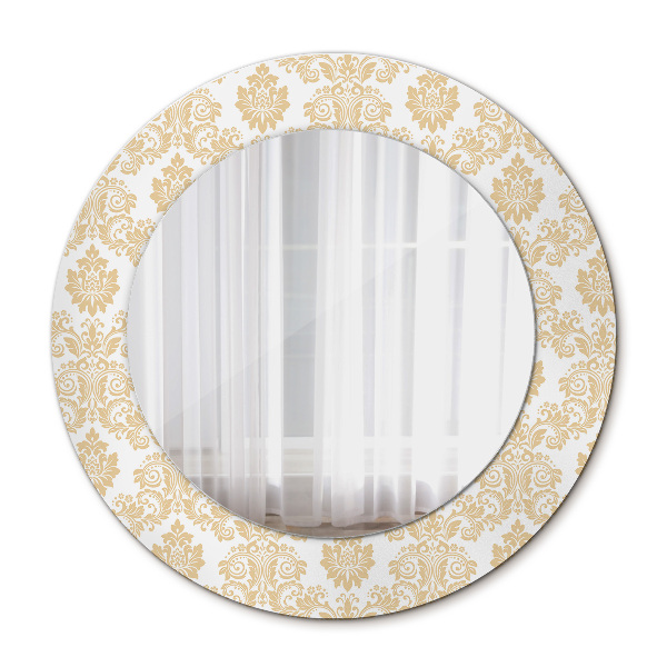 Miroir rond imprimé Damas baroque