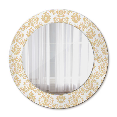 Miroir rond imprimé Damas baroque