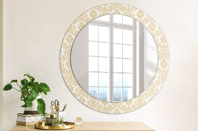 Miroir rond imprimé Damas baroque