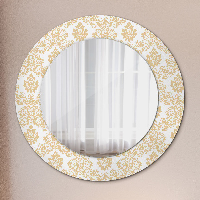 Miroir rond imprimé Damas baroque