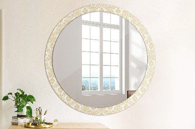 Miroir rond imprimé Damas baroque
