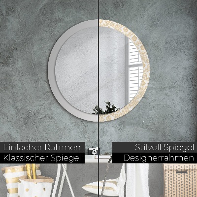 Miroir rond imprimé Damas baroque