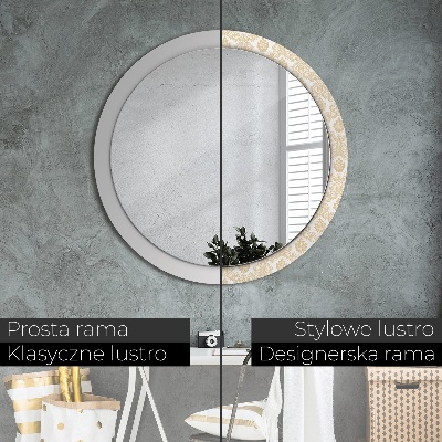 Miroir rond imprimé Damas baroque
