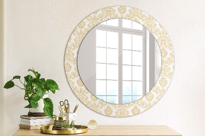 Miroir rond imprimé Damas baroque