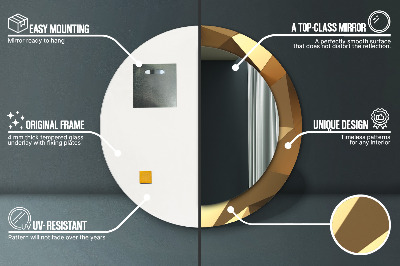 Miroir rond avec décoration Abstraction d'or