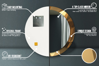 Miroir rond avec décoration Abstraction d'or