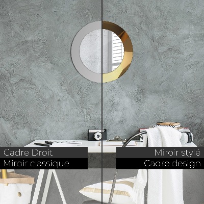 Miroir rond avec décoration Abstraction d'or