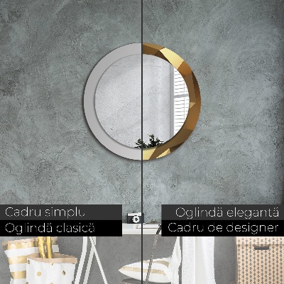 Miroir rond avec décoration Abstraction d'or