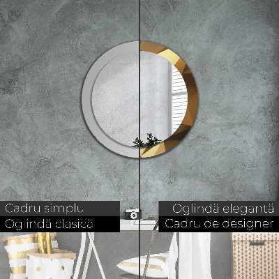 Miroir rond avec décoration Abstraction d'or
