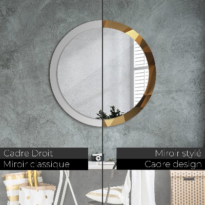Miroir rond avec décoration Abstraction d'or