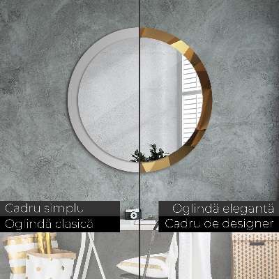 Miroir rond avec décoration Abstraction d'or