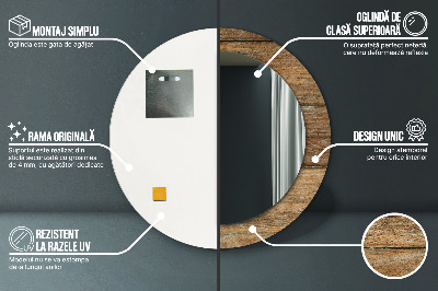 Miroir rond imprimé Vieux bois