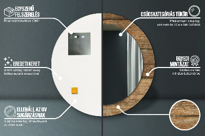 Miroir rond imprimé Vieux bois