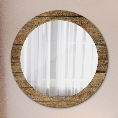 Miroir rond imprimé Vieux bois