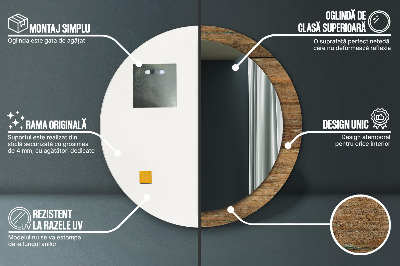 Miroir rond imprimé Vieux bois