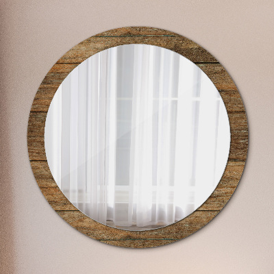 Miroir rond imprimé Vieux bois