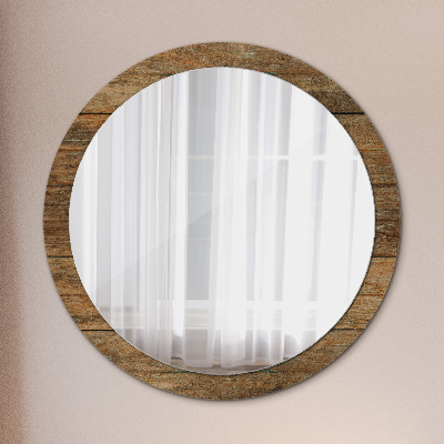 Miroir rond imprimé Vieux bois