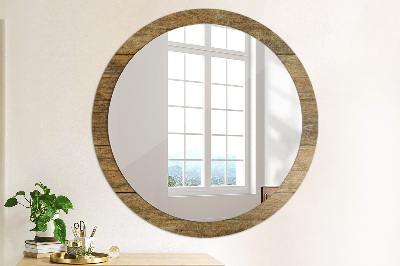 Miroir rond imprimé Vieux bois