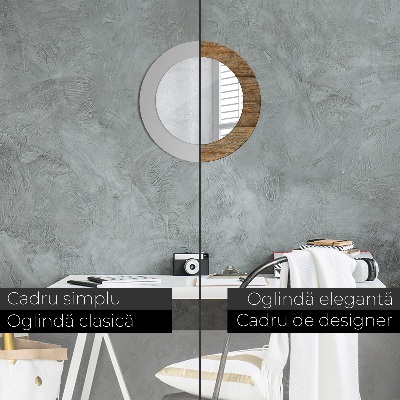 Miroir rond imprimé Vieux bois