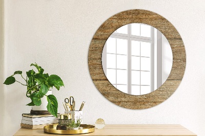Miroir rond imprimé Vieux bois