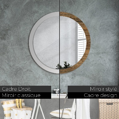 Miroir rond imprimé Vieux bois