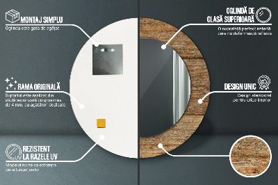 Miroir rond imprimé Vieux bois