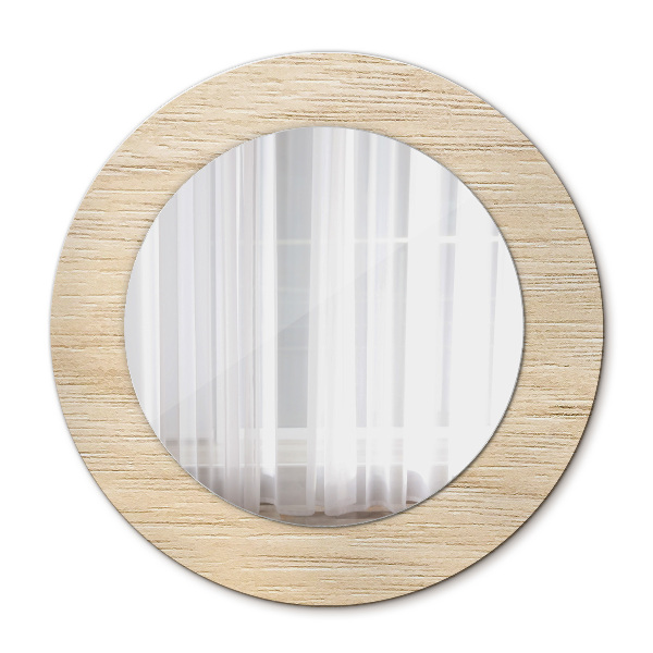 Miroir rond avec décoration Bois clair