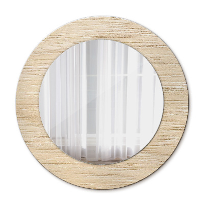 Miroir rond avec décoration Bois clair