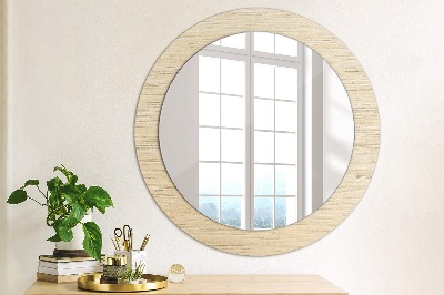 Miroir rond avec décoration Bois clair