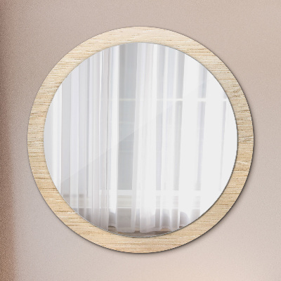 Miroir rond avec décoration Bois clair