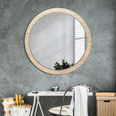 Miroir rond avec décoration Bois clair