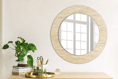 Miroir rond avec décoration Bois clair