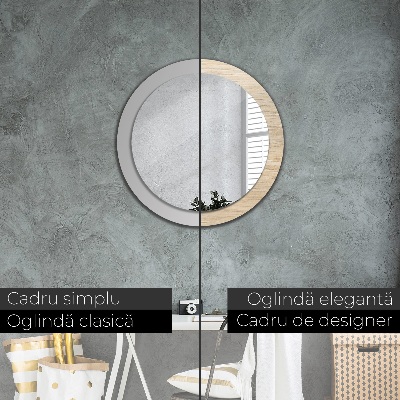 Miroir rond avec décoration Bois clair