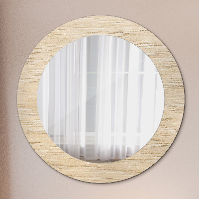 Miroir rond avec décoration Bois clair