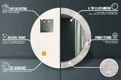 Miroir rond avec décoration Béton gris