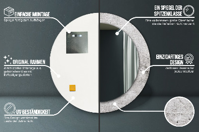 Miroir rond avec décoration Béton gris
