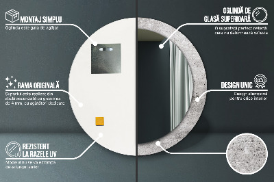 Miroir rond avec décoration Béton gris