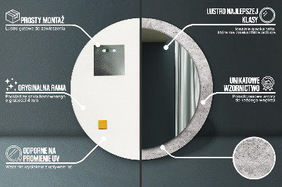 Miroir rond avec décoration Béton gris