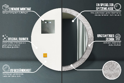 Miroir rond avec décoration Béton gris