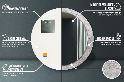 Miroir rond avec décoration Béton gris