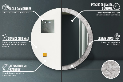 Miroir rond avec décoration Béton gris