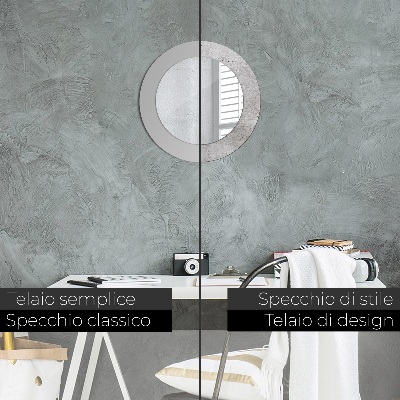 Miroir rond avec décoration Béton gris