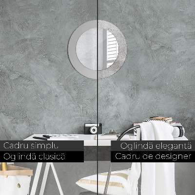 Miroir rond avec décoration Béton gris